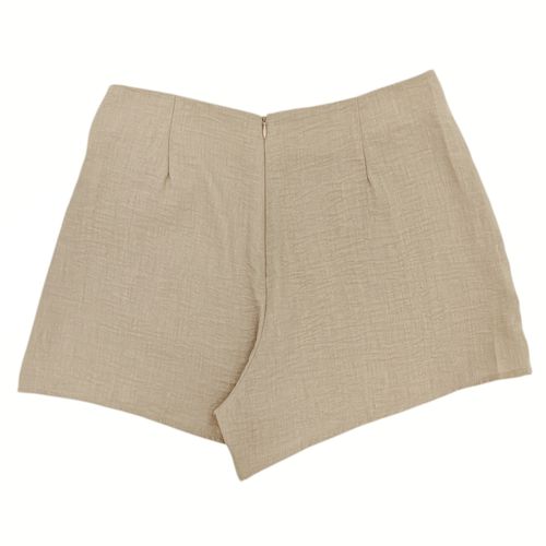 Falda short color beige con laza decorativa para mujer