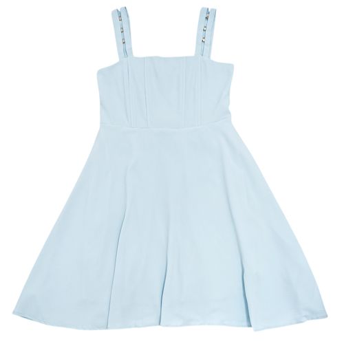 Vestido color celeste de tirantes con corte holgado para mujer