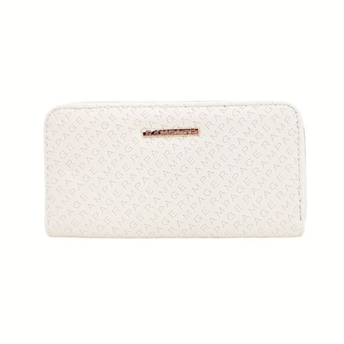 Billetera color blanco estilo zip around con doble compartimiento para mujer