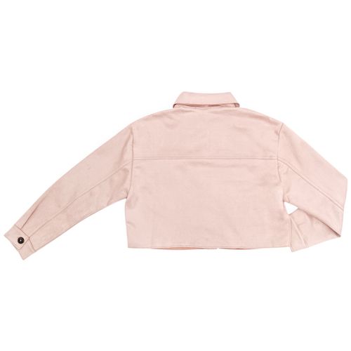 Chaqueta color rosa estilo casual con cierre de botones para mujer