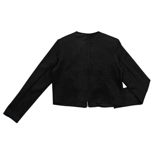 Chaqueta color negro estilo casual con cierre de zíper para mujer