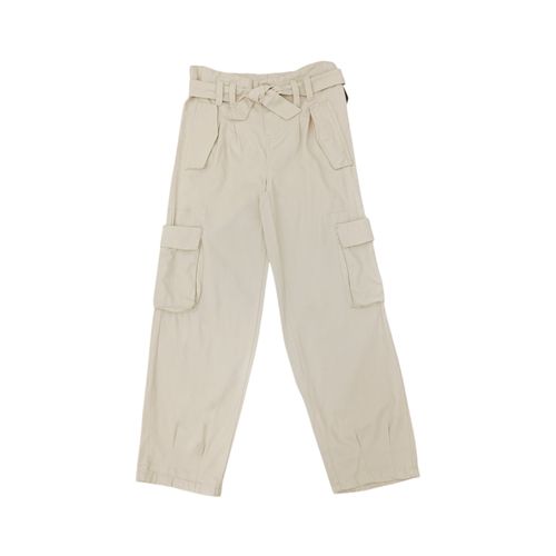 Pantalón cargo color beige con diseño sólido para niña