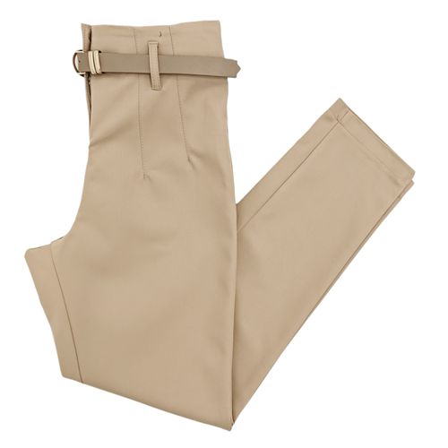 Pantalón skinny color beige oscuro con detalle de pinzas para mujer