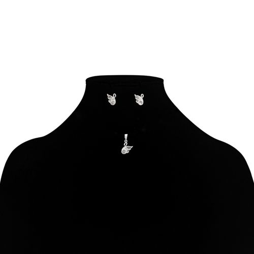 Set de aretes y dije color plateado con diseño de cisne para mujer