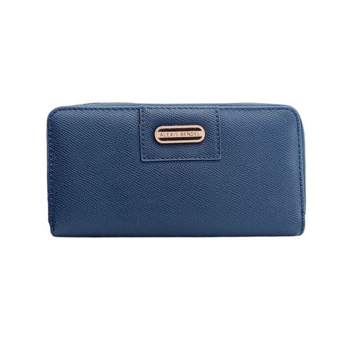 Billetera estilo zip around color navy para mujer