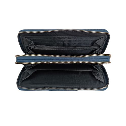 Billetera estilo zip around color navy para mujer