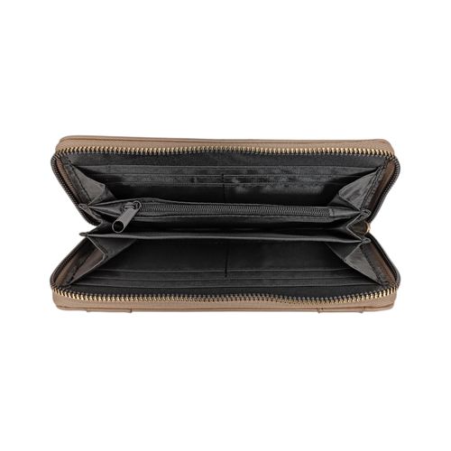 Billetera zip around color taupe diseño con textura para mujer