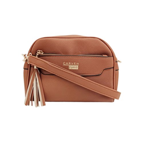 Crossbody color café con correa ajustable y removible para mujer