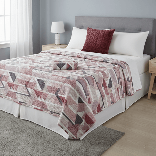 Set de cubrecama Full en color café con diseño estampado 4 piezas