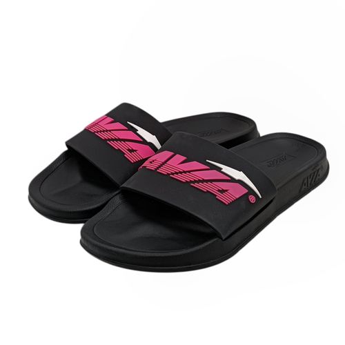 Sandalias de playa color negro con detalle en fucsia para mujer