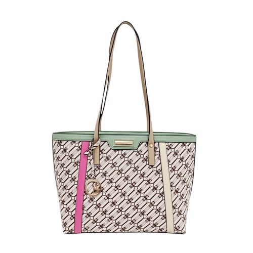 Cartera tote multicolor con estampado de marca para mujer