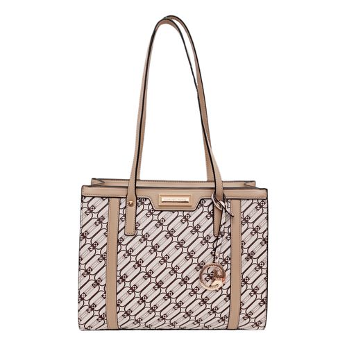 Cartera shopper color beige con estampado de Carven para mujer