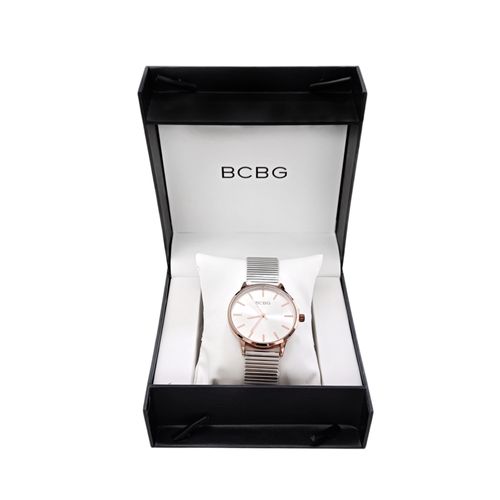 Reloj análogo en color plateado de malla para mujer