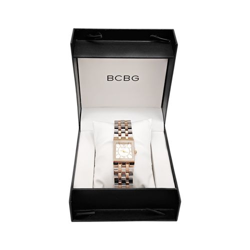 Reloj análogo bicolor con detalles para mujer