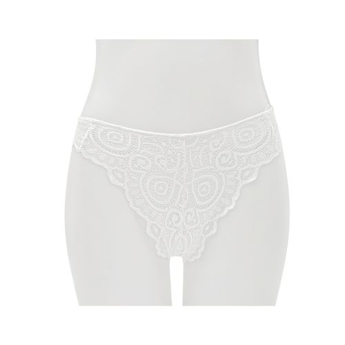 Panty tipo hilo color blanco de encaje para mujer
