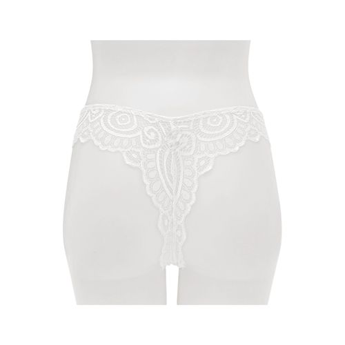 Panty tipo hilo color blanco de encaje para mujer