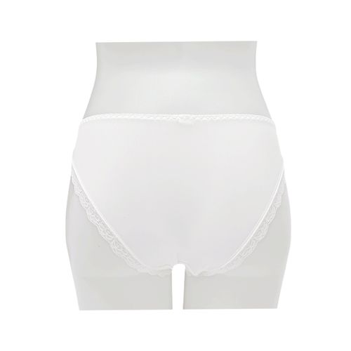 Panty de encaje floral tipo bikini color blanco para mujer