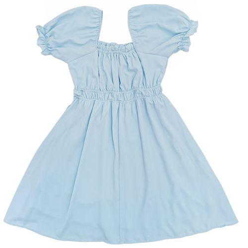 Vestido de color celeste con mangas cortas de vuelo para mujer