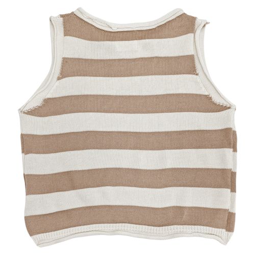 Tank top corto color café de cuello redondo para mujer