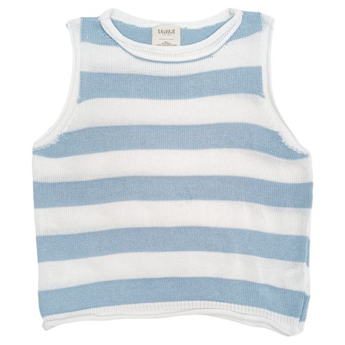 Tank top corto color celeste de cuello redondo para mujer