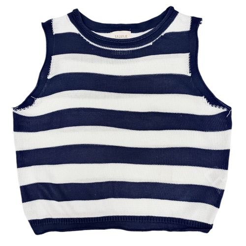 Tank top corto color negro de cuello redondo para mujer