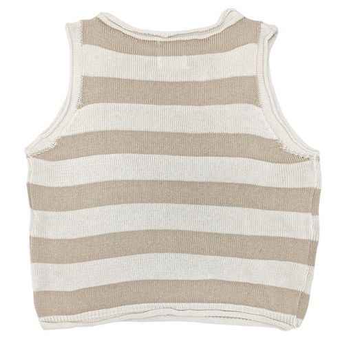Tank top corto color beige de cuello redondo para mujer