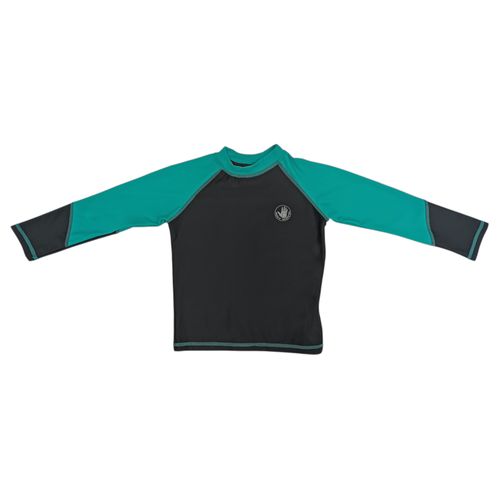 Camiseta de playa color negro en cuello redondo y mangas largas para niño
