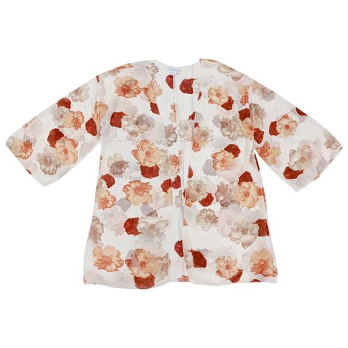 Salida de baño color rojo con diseño floral tipo kimono para mujer