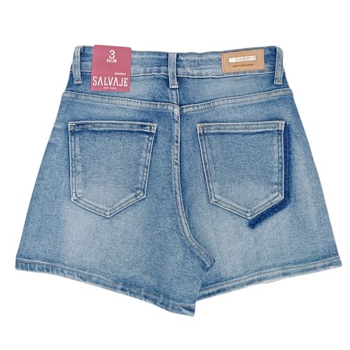 Short denim color azul diseño sólido para mujer