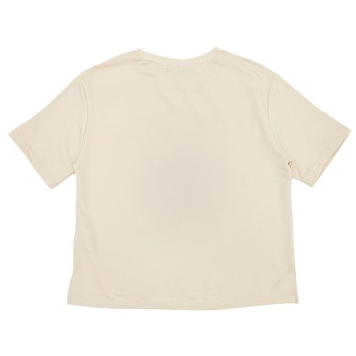 Camiseta color beige con diseño estampado de hojas para mujer