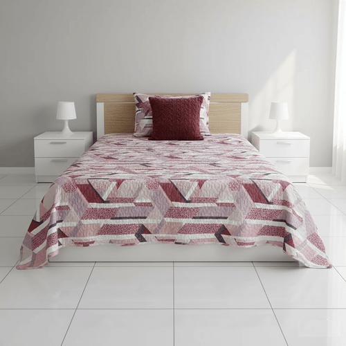 Set de cubrecama Twin en color rosa con diseño estampado 3 piezas