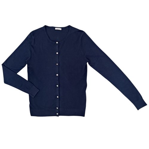 Cárdigan color navy de cuello redondo para mujer