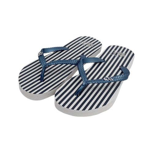 Sandalias de playa color azul con diseño lineal para mujer