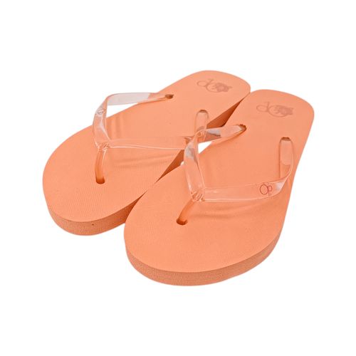 Sandalias de playa diseño con textura color naranja para mujer