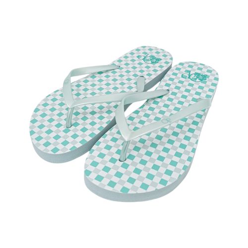 Sandalias de playa color celeste con diseño de cuadros para mujer