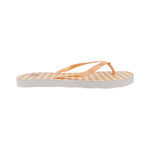 Sandalias de playa color naranja con diseño de cuadros para mujer