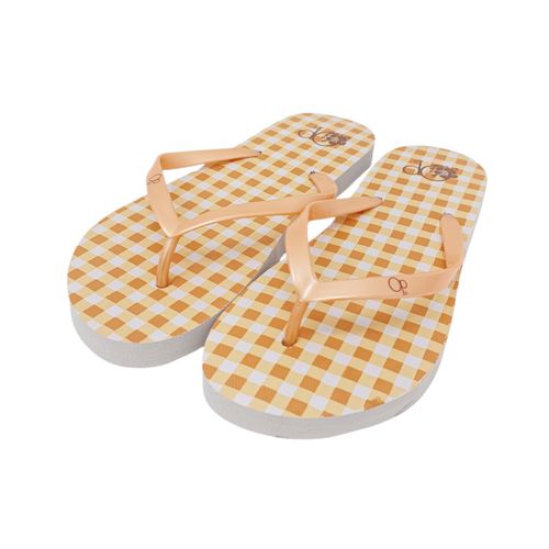 Sandalias de playa color naranja con diseño de cuadros para mujer