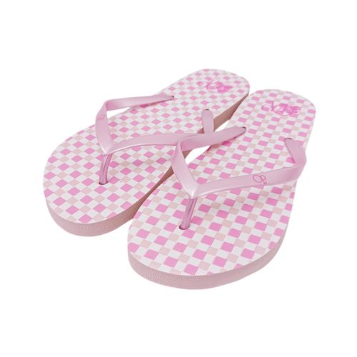 Sandalias de playa color rosa con diseño de cuadros para mujer