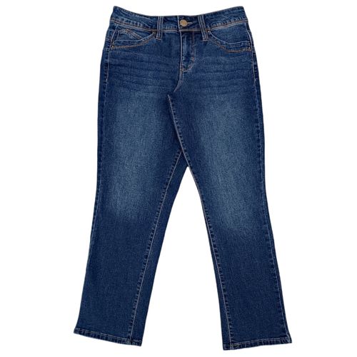 Straight fit jeans push up color azul oscuro lavado para mujer