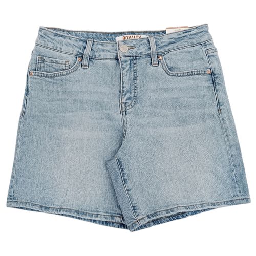 Short denim color azul claro lavado de tiro alto para mujer