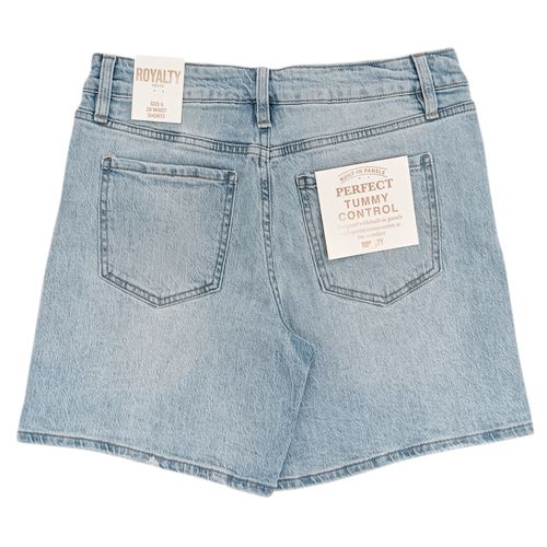 Short denim color azul claro lavado de tiro alto para mujer