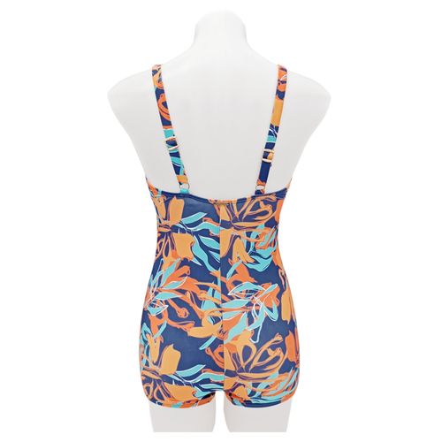 Traje de baño de una pieza estampado tropical multicolor para mujer