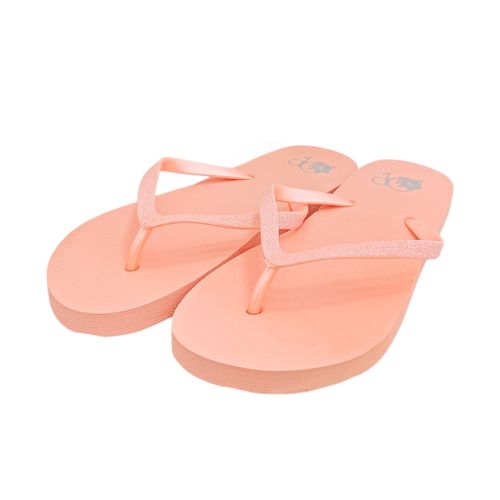 Sandalias de playa en color salmón con detalle de brillos para mujer