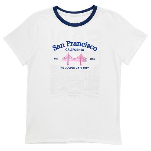 Camiseta de estilo básica multicolor estampada de San Francisco para mujer