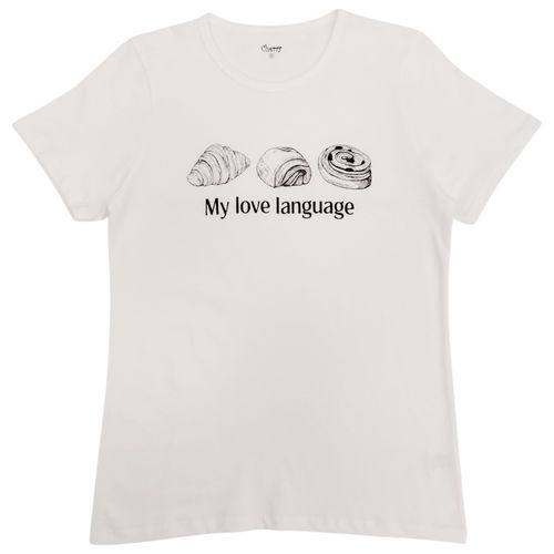 Camiseta de mangas cortas color blanco estampada de san Valentín para mujer