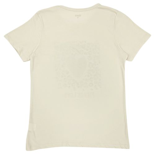 Camiseta estilo básico color ivory de cuello redondo para mujer