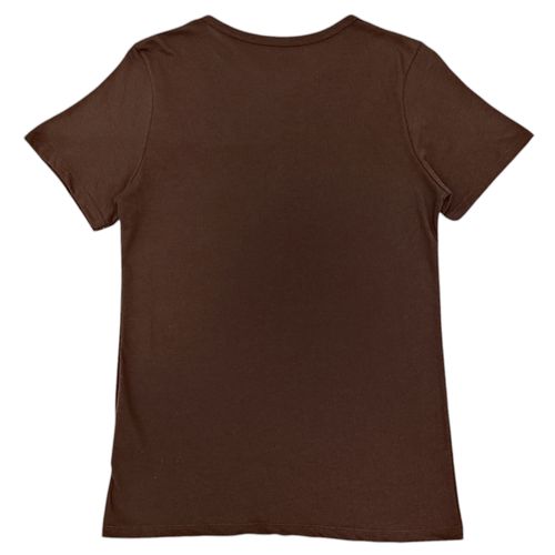 Camiseta color café de cuello redondo y mangas cortas para mujer
