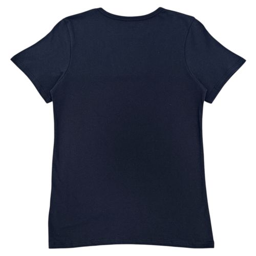 Camiseta de cuello redondo y mangas cortas color azul oscuro para mujer