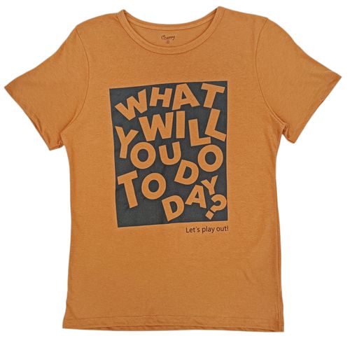 Camiseta color naranja de estilo básico con estampado para mujer