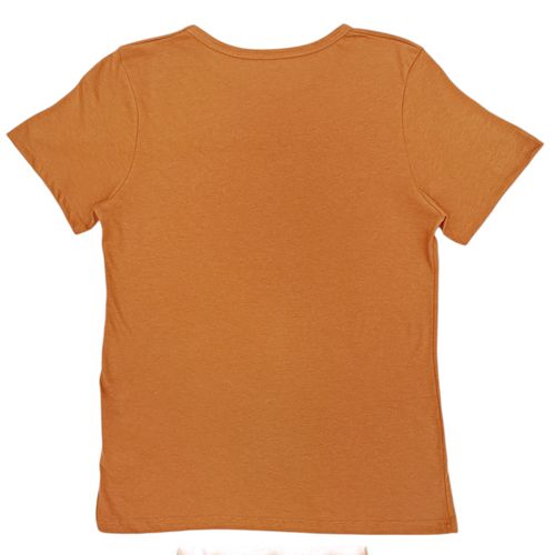 Camiseta color naranja de estilo básico con estampado para mujer